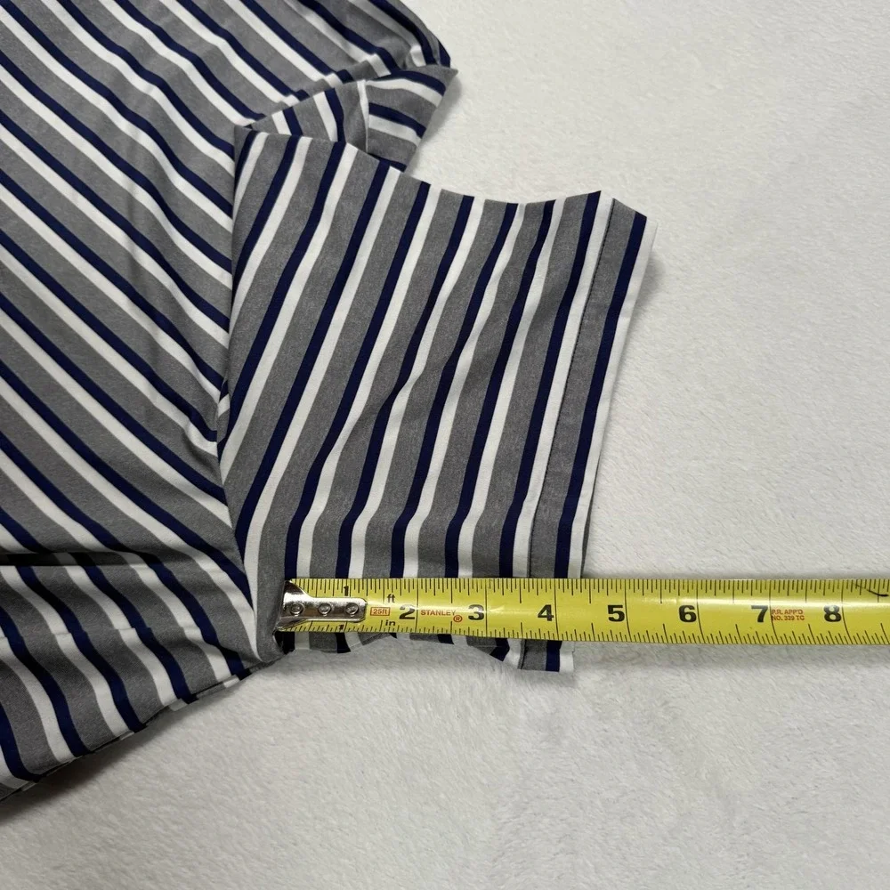 Ralph Lauren RLX Polo Shirt Mens XL Blue Gray White Striped Golf BHCC 1912 Logo‎